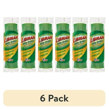 (6 pack) Libman Nitty Gritty Roller Mop Refill Green/White Synthetic Sponge Snap-On