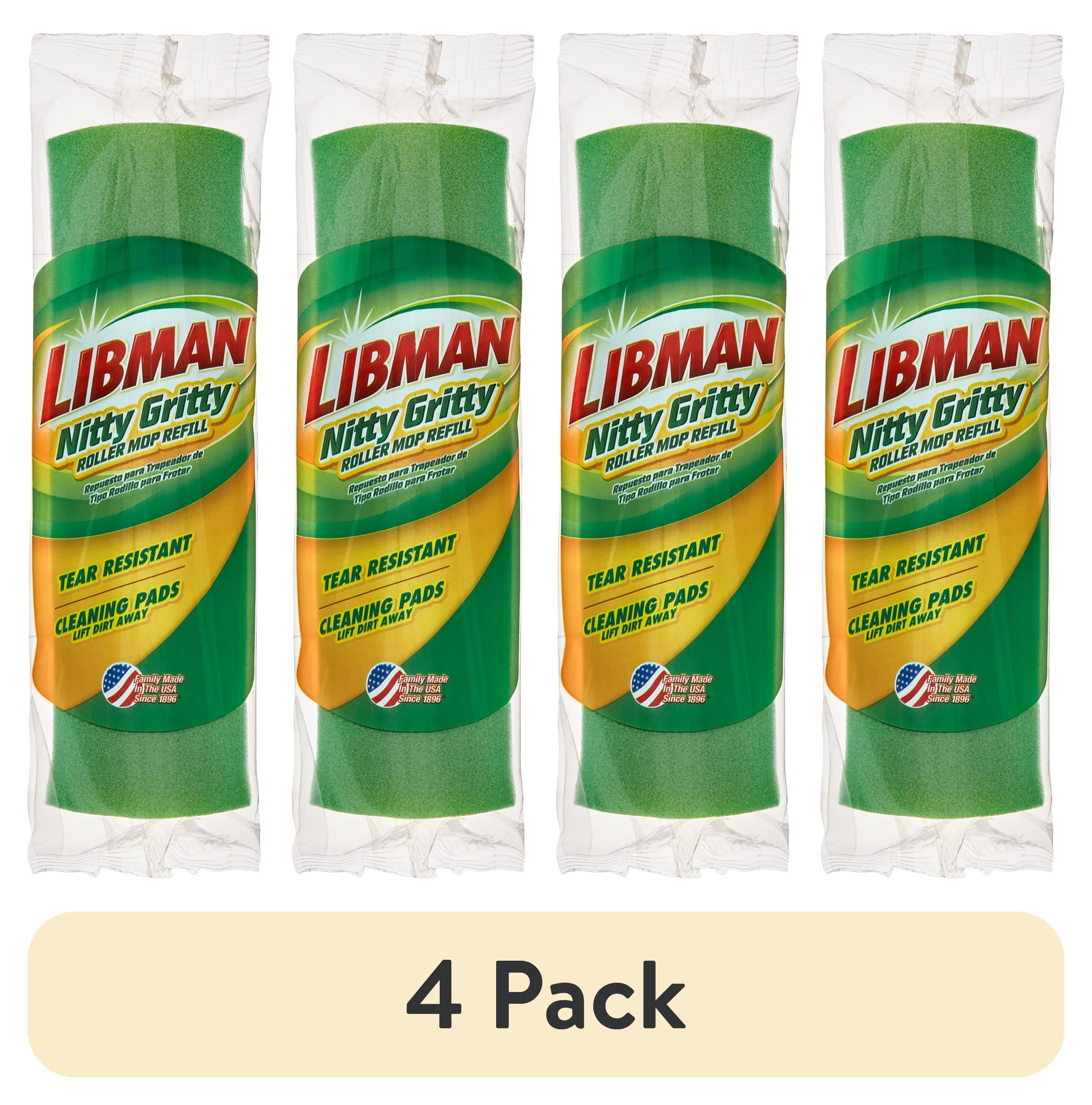 (4 pack) Libman Nitty Gritty Roller Mop Refill Green/White Synthetic Sponge