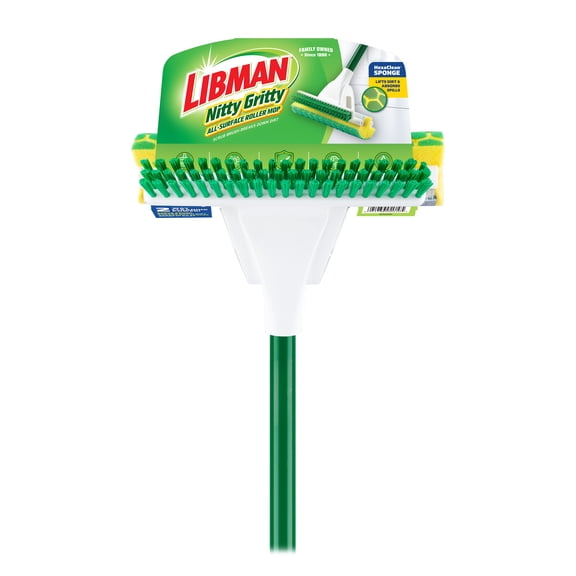 Libman Nitty Gritty Sponge Mop With Scrub Brush And Steel Handle