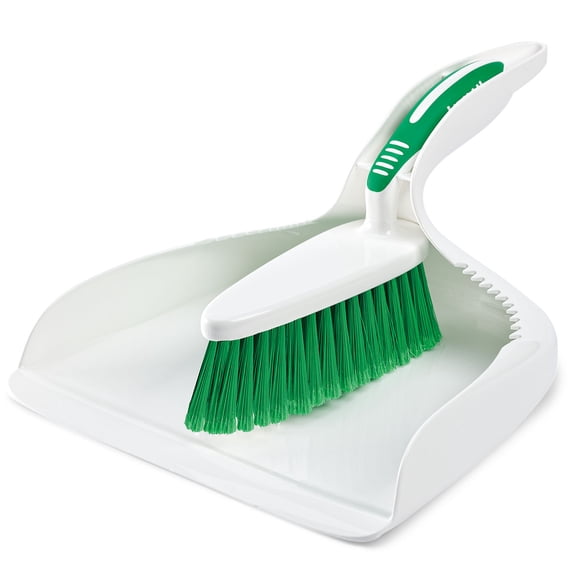 Libman Plastic Dust Pan & Brush Set Green White 2 Pack Case #95
