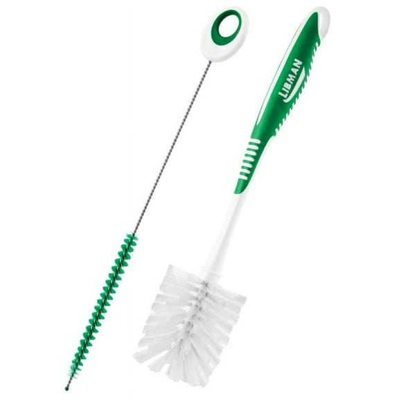 Libman Plastic & Rubber Handle Bottle & Straw Brush Set Green & White (Pack of 2)