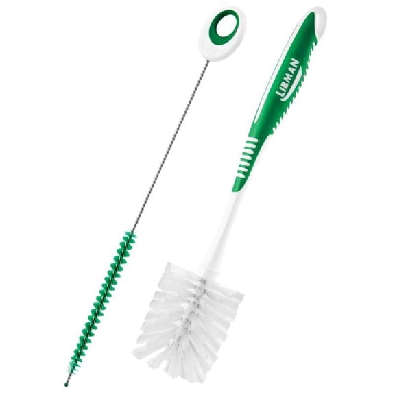 Libman Plastic & Rubber Handle Bottle & Straw Brush Set Green & White (Pack of 6)