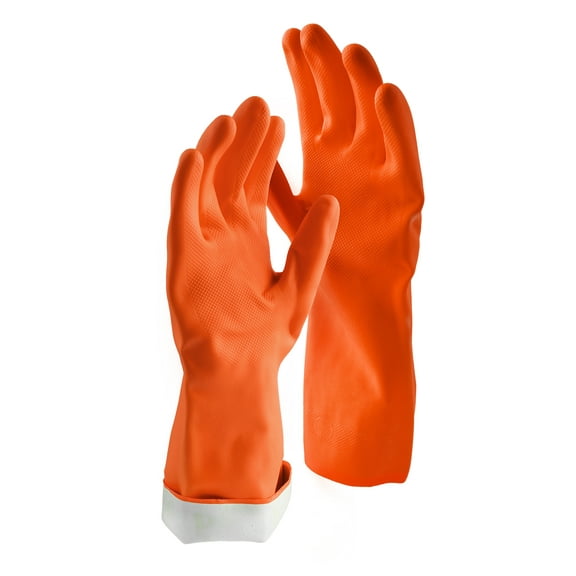 Libman Premium Latex Cleaning Gloves, Orange - Medium