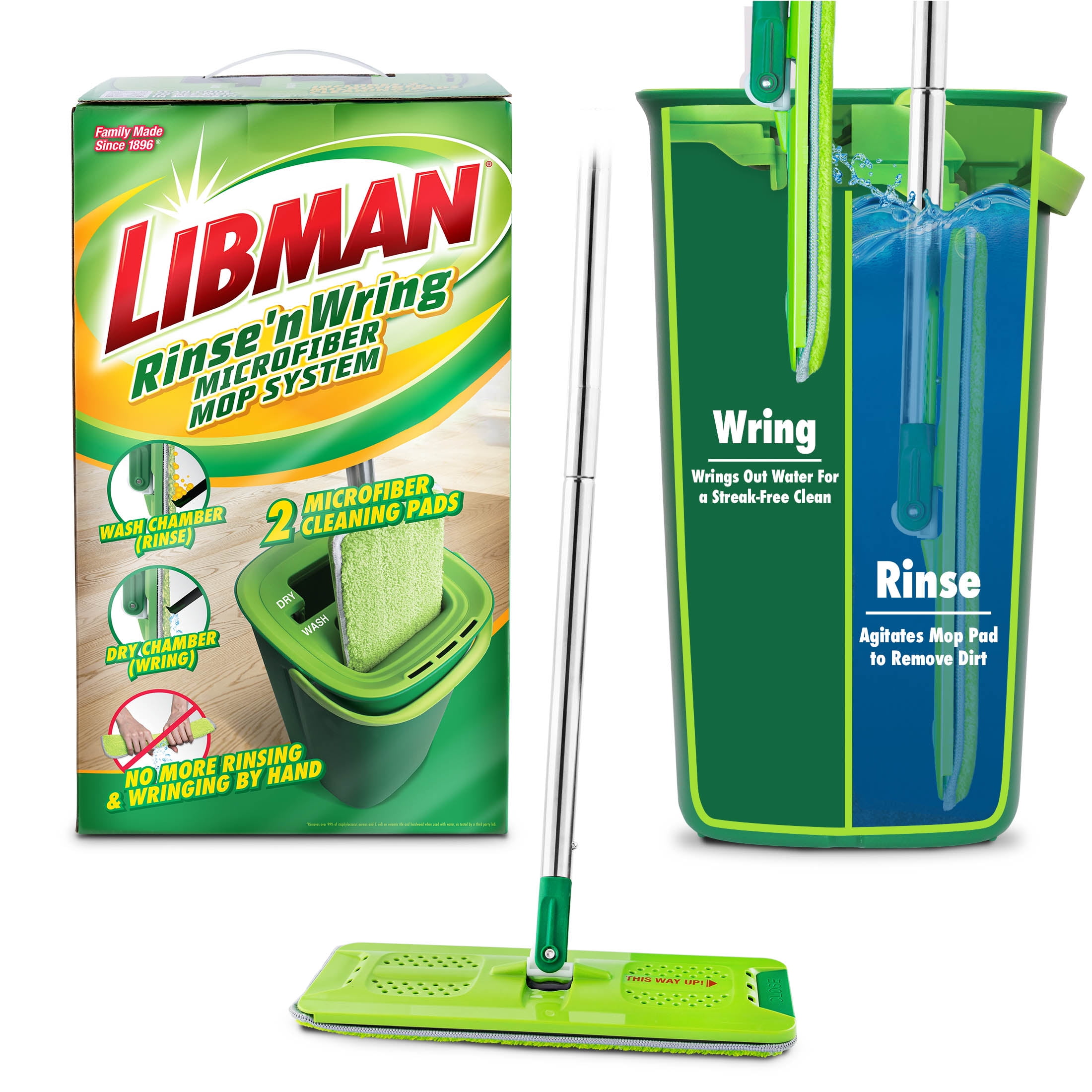 Libman Green Microfiber Mop with Dual Chamber Bucket System