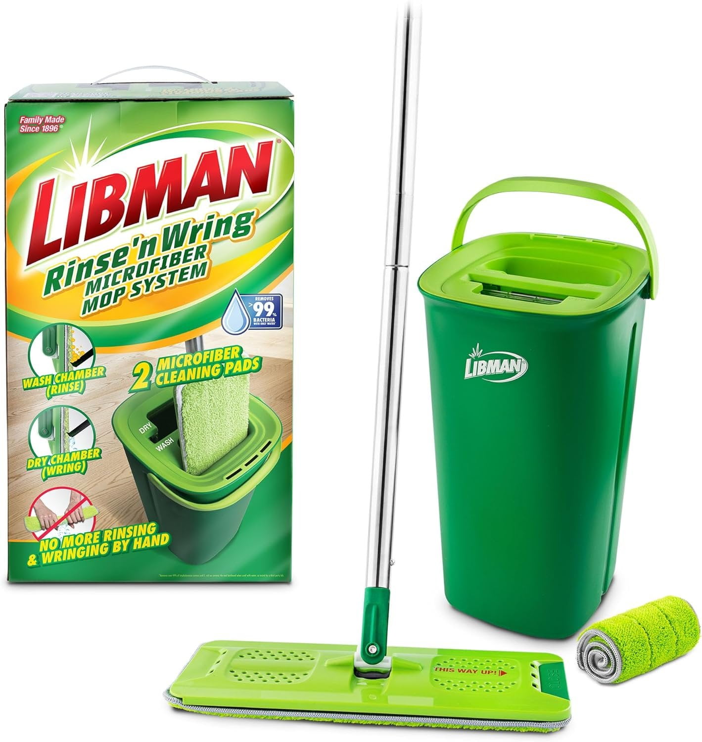 Libman Rinse 'n Wring Mop and Bucket System Microfiber Floor Mop