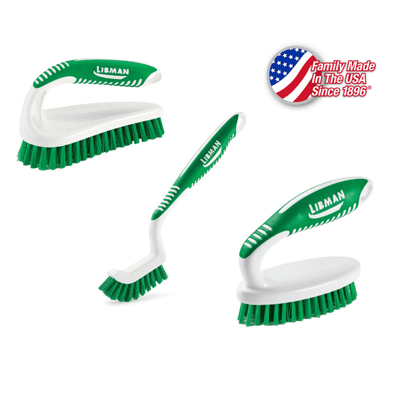 Libman Scrub Brush Kit | for Grout, Tile, Bathroom, Carpet, Kitchen, and Household Messes | Strong Fibers for Tough Cleaning