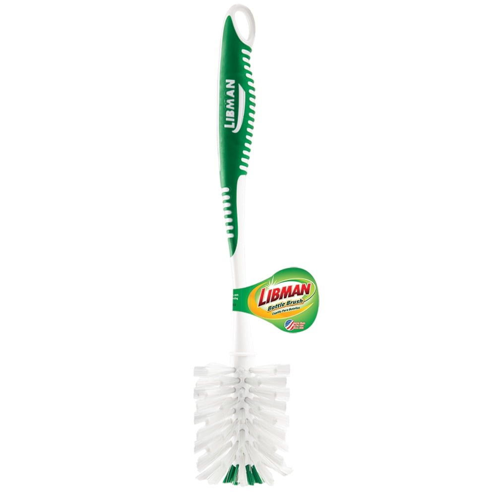 Libman Soft Bristle  Bottle Brush, Green & White - Pack of 6