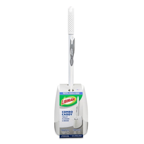 Libman Toilet Bowl Brush and Plunger Set with Freestanding Storage Caddy White and Green Adult Use