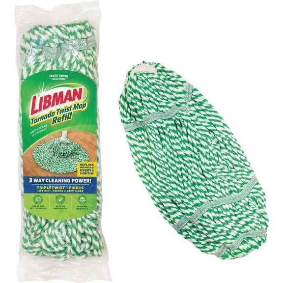 Libman Tornado Twist Mop Refill with Cotton Blend Head Snap-on Attachment