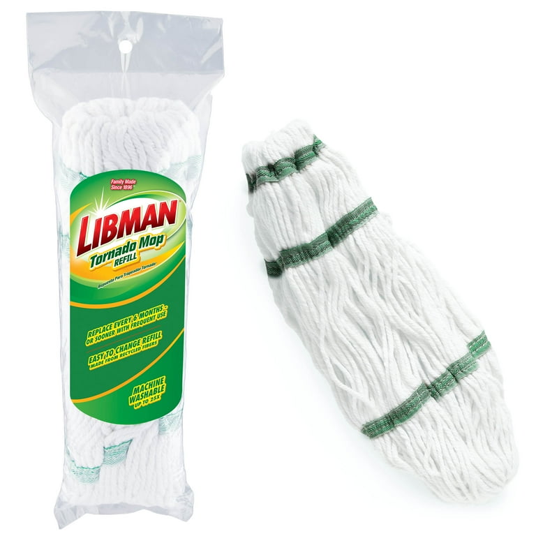 Libman Tornado Mop Refill White Cotton Blend Attachment Style Snap 