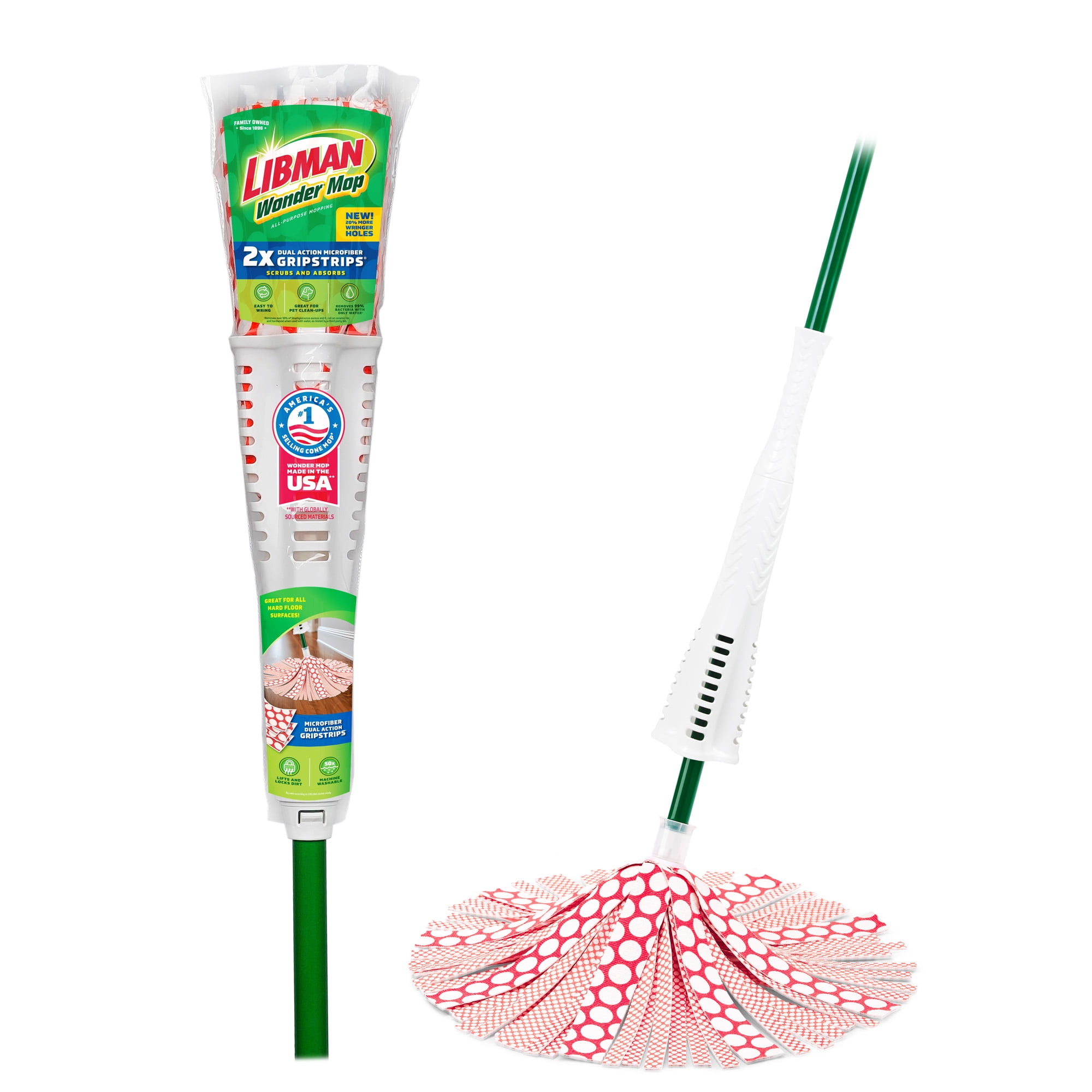 Libman Wonder Mop with Microfiber Fibers and Green Steel Handle