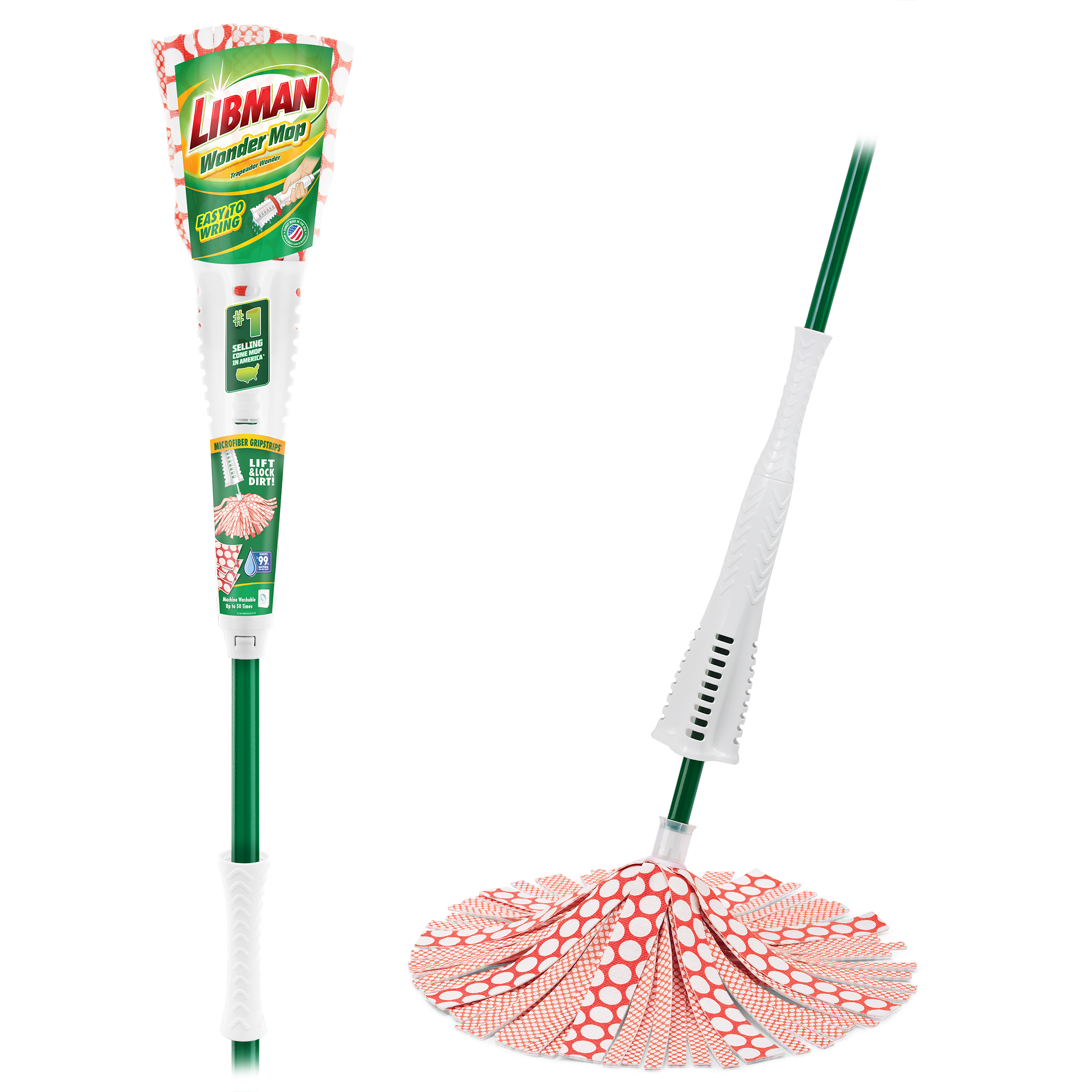 Libman Wonder Mop. ® Green and White Handle. - image 1 of 6
