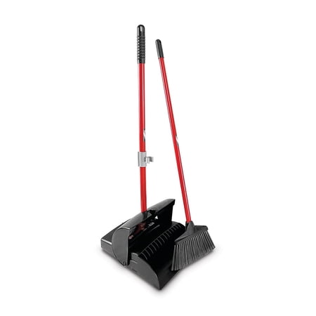 Libman lobby Broom Dustpan "Closed Lid" Red Steel Handle