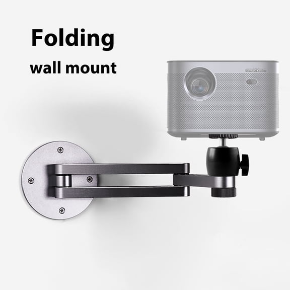 Liboer Universal Projector Mount, Thick Aluminum Alloy Material Large Loading Capacity, Wall Mount Stand with Adjustable Ball Head and Foldable Arms, Silver