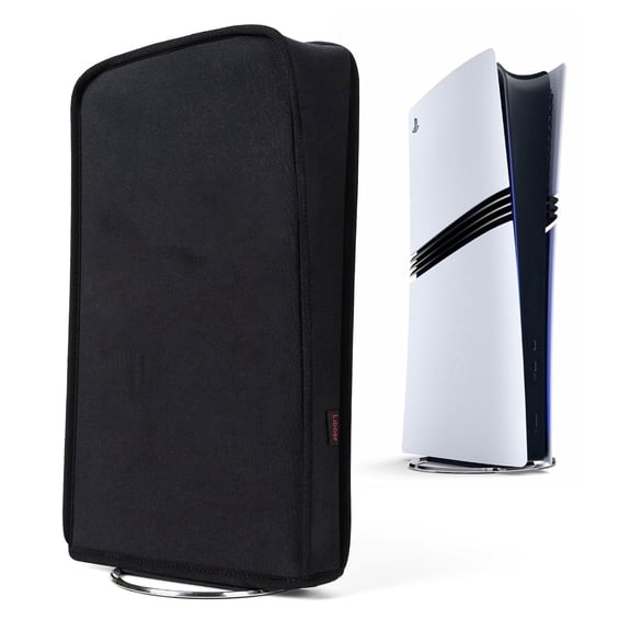 Liboer Vertical Dust Cover for ps 5 Pro Digital Edition, Opening for Ports, Touch Fastener Closure, Soft Washable Neoprene Material, Black