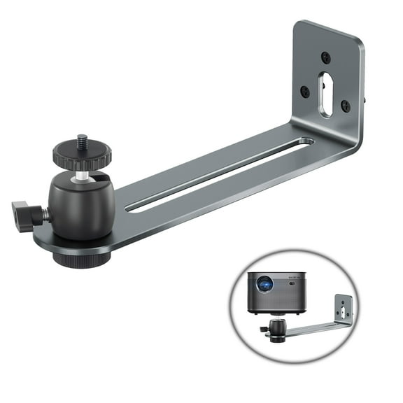 Liboer Wall Mount Projectors Bracket, Rotating Joint, Adjustable Angle, Aluminium Alloy, Silver