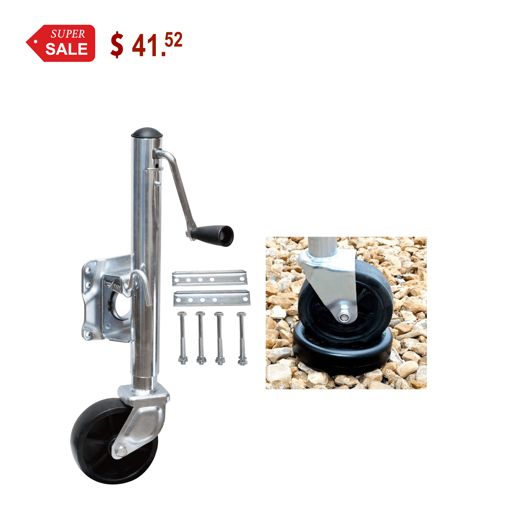 Libra 1000 lbs Bolt on Boat Marine Trailer Jack w/ Swivel Wheel & Wheel Stopper