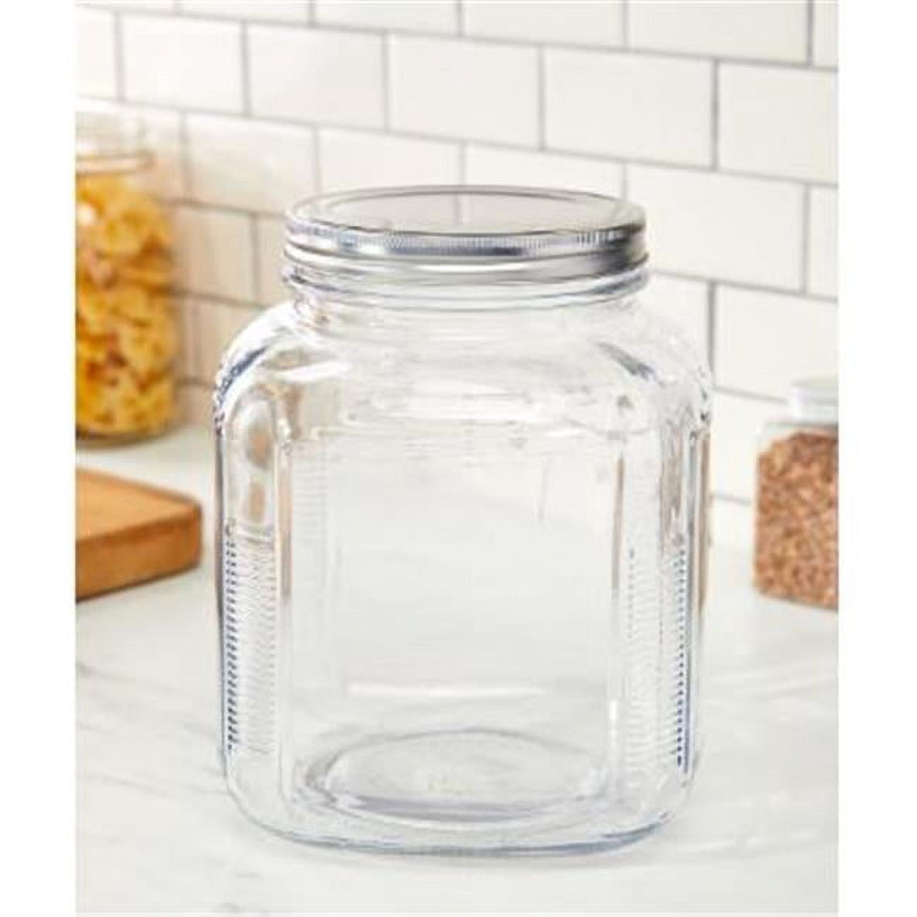 Libra 261947 1 gal Glass Cracker Pantry Jar with Silver Twist Lid Pack ...