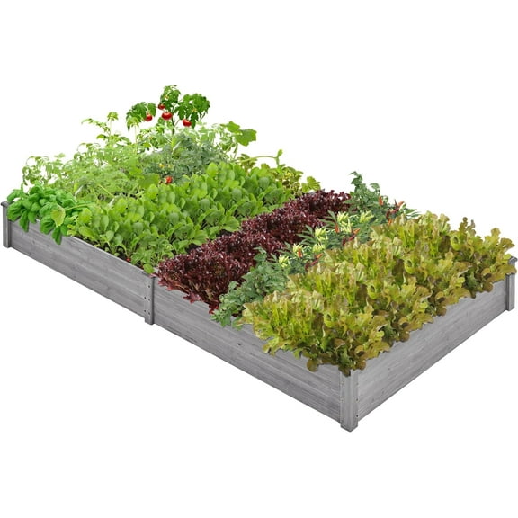 Libra 84ft Wooden Horticulture Raised Garden Bed Divisible Elevated Planting Planter Box for Flowers/Vegetables/Herbs in Backyard/Patio Outdoor, 93 x 48 x 10in, Gray