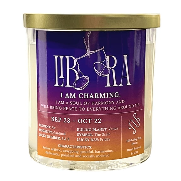 Libra Affirmation Crystal Candle