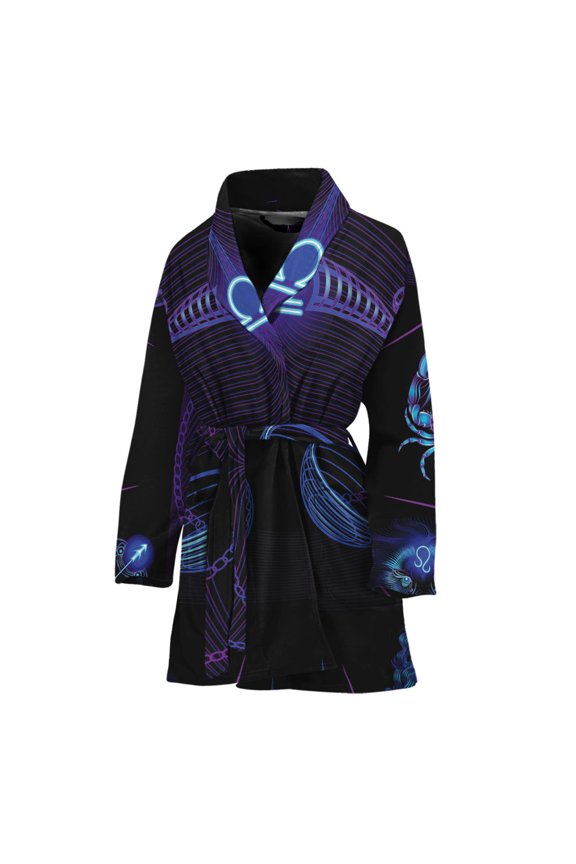 Libra And Astrological Signs Women Bathrobe One Size Univeral Fits, Zodiac Horoscope Fashion Lightweight Plush Fleece Long Robe For Women