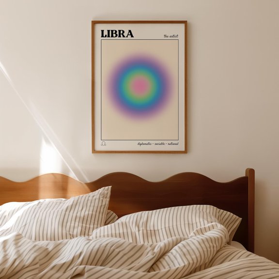 Libra Aura Gradient Zodiac Wall Art Print Home Decor