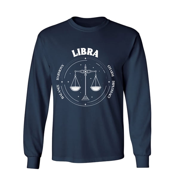 Libra Balance Harmony Charm Diplomacy Sarcastic Humor Novelty Men's Long Sleeve Shirts