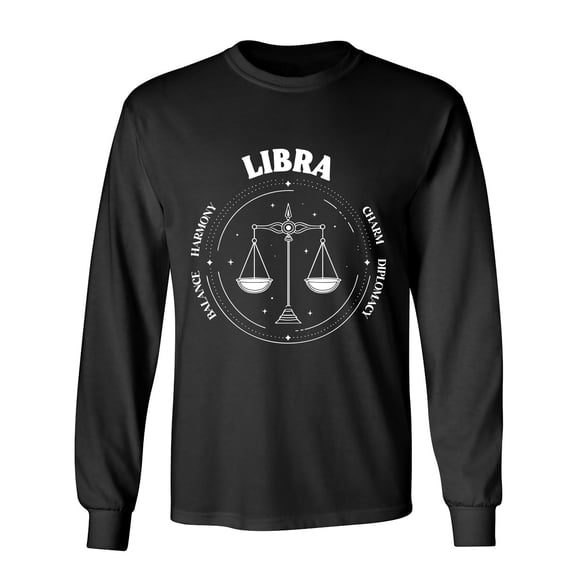 Libra Balance Harmony Charm Diplomacy Sarcastic Humor Novelty Men's Long Sleeve Shirts