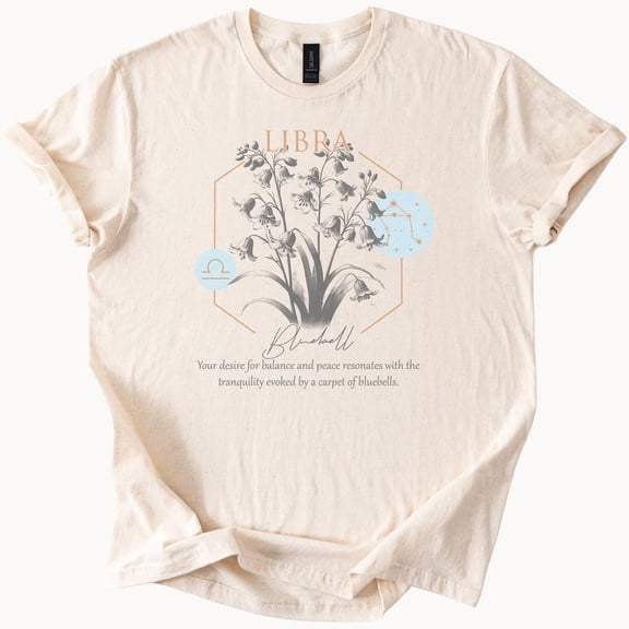 Libra Bluebell Flower Zodiac Tshirt Astrology Gift Birthday Gifts; For Men & Women, Vintage Birthday Gift