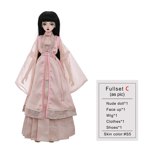 Libra C Bjd Doll 1/4 Full Set Pink Ming Hanfu Archaistic Style Resin High Quality Ball Jointed Doll