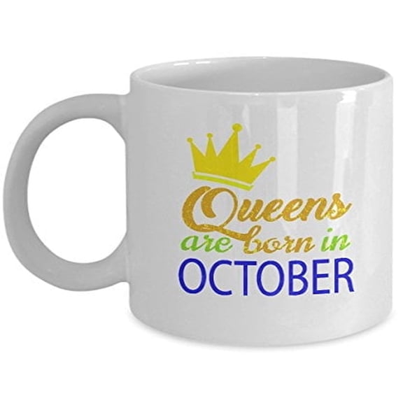 Libra 11 oz Coffee Mug - Queens Are Born White Ceramic Gift