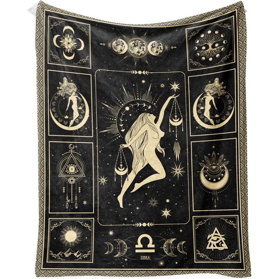 Libra Constellation Blanket Astrology Sign Throw Blanket, Lightweight Microfiber Blanket Birthday Graduation to Mom Gifts for Women Men 40"X50"