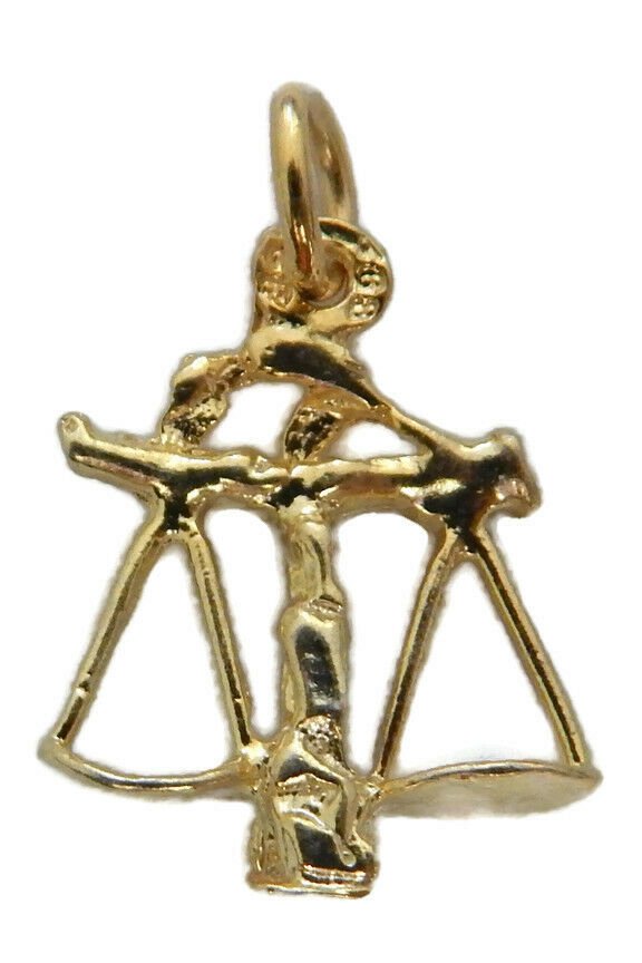Libra Constellation Horoscope Zodiac Sign Unisex Pendant 14K Yellow Gold!!