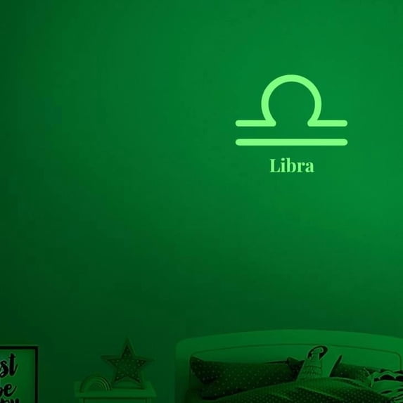 Libra Constellation Vinyl Decal Sticker Luminescent Neon Glow Lime Green Industrial Grade USA-Made Wall Bumper Window Zodiac Atlas Stars Kid Room 15" inch Large