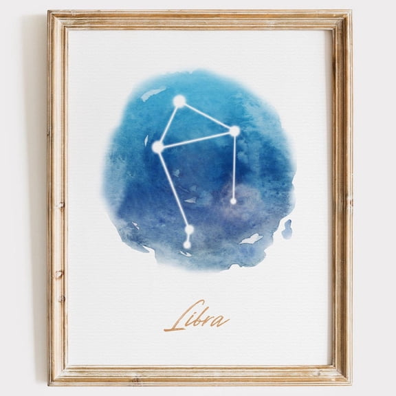 Libra Constellation Wall Art Print With Soft Wash Astrology Decor