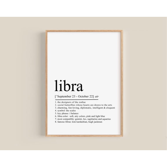 Libra Definition Poster, Libra Gifts, Libra Wall Decor, Zodiac Gifts, Libra Birthday Gift, Astrology Gifts, Home Decor, 24x36 UNFRAMED