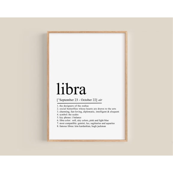 Libra Definition Poster Libra Libra Zodiac Libra Birthday Astrology Poster Wall Art For Decor Present , Poster Print Only