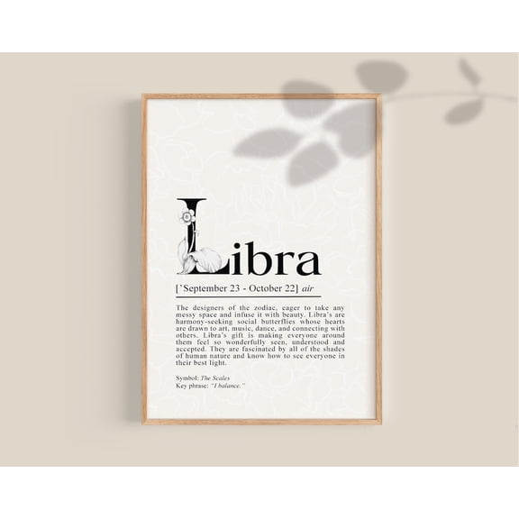 Libra Definition Poster, Libra, Libra, Zodiac, Libra Birthday, Astrology, S UNFRAMED Poster, Wall Art for Decor, Present, 8x12