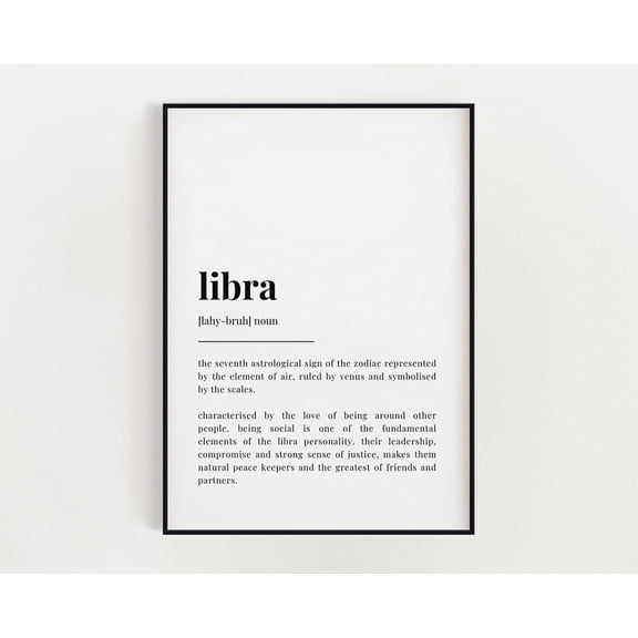 Libra Definition Print, Wall Art Print, Libra Print, Libra Gift, Zodiac Gift, Astrology Gifts, Typography Print, Dictionary Print, Art Print Home Decor #3110, Unframed Poster Size 8x12
