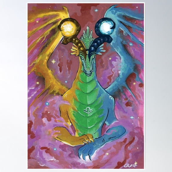 Libra Dragon Poster Wall Art, Modern Wall Decor, 12x18 UNFRAMED