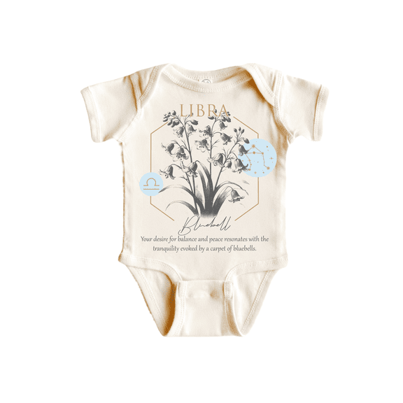 Libra Floral Celestial Newborn Baby Bodysuit