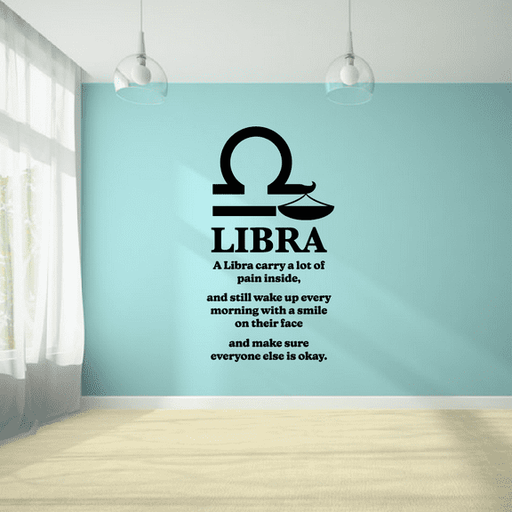 Libra Horoscope Libra Air Sign Libras Carry A Lot Of Pain Inside Libra Astronomy Zodiac Bedroom Wall Decal Wall Art Sticker Wall Design Kids Adults Room Bedroom Wall Decoration Size (30x22 inch)