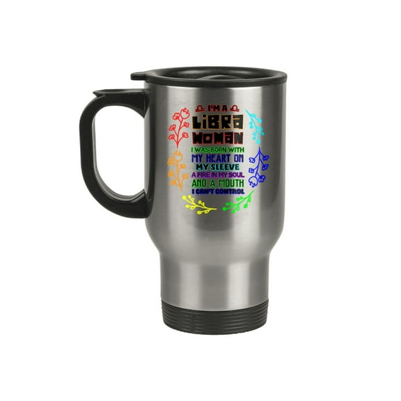 Libra Horoscope Travel Mug - 14 oz Stainless Steel Coffee Cup - Perfect Zodiac Sign Gift