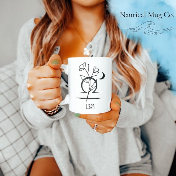 Libra Horoscope Zodiac Mug - Libra Coffee Mug - September October Birthday Celebration Mug - Zodiac Tea Cup, Office Gift Cozy Mug for Mom