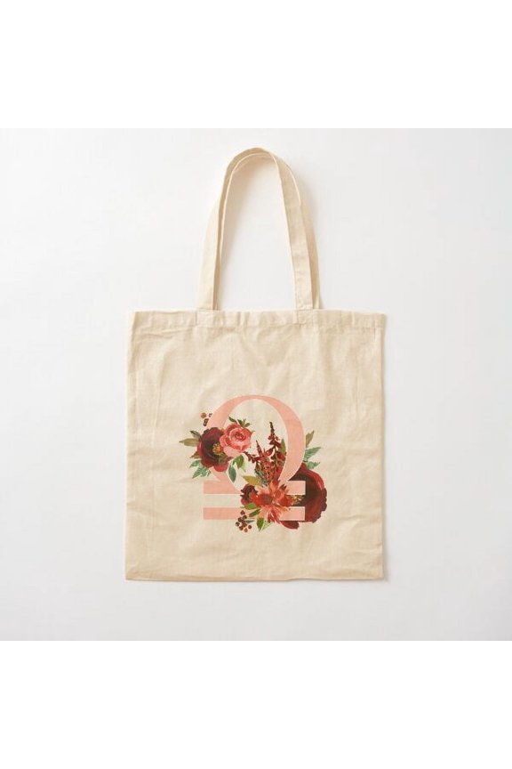 Libra Horoscope Zodiac Sunset Flowers Design Canvas Tote Bags, Reusable Shopping Bag