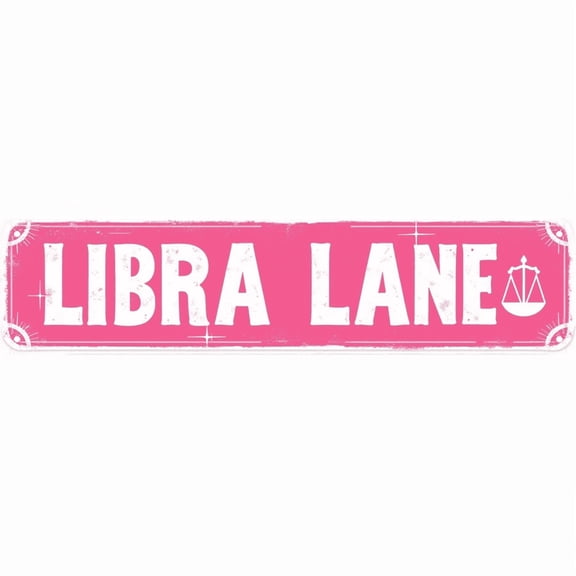 Libra Lane Tin Decor 16*4 Inches "LIBRA LANE" Home/Office Wall Art - Retro Zodiac Accent, Libra Decor, Home Metal Sign