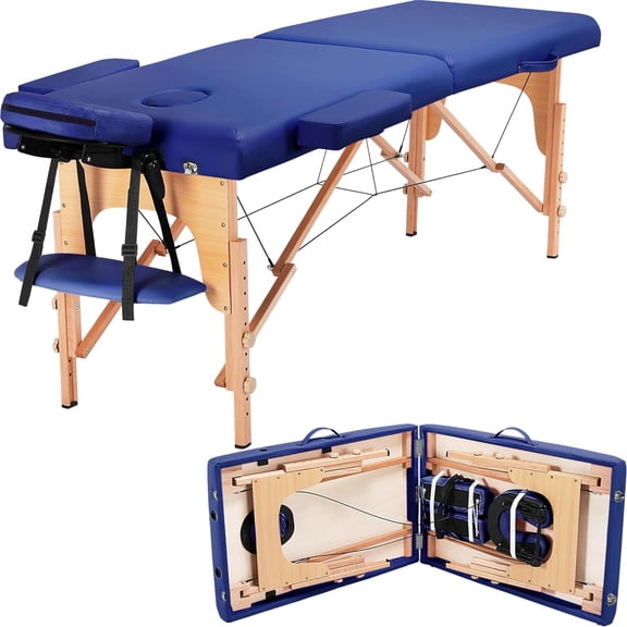 Libra Massage Table Portable Lash Beds Spa Bed Massage Couch Foldable Spa Tables Adjustable 2 Fold with Non-Woven Bag 24 inch, Blue