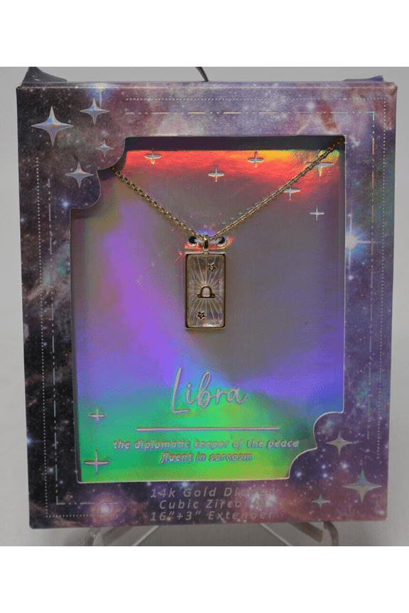 Libra Necklace 14k Gold Dipped 16'' Zodiac Sign