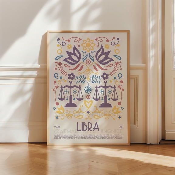 Libra Poster Horoscope Print Astrological Wall Art Poster Zodiac Poster Birthday Present Housewarming Boho Bedroom Tarot