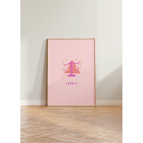 Libra Print Libra Art Print Horoscope Zodiac Print Zodiac Gift Astrology Libra Star Sign Wall Art Pink Libra Print Libra Gift